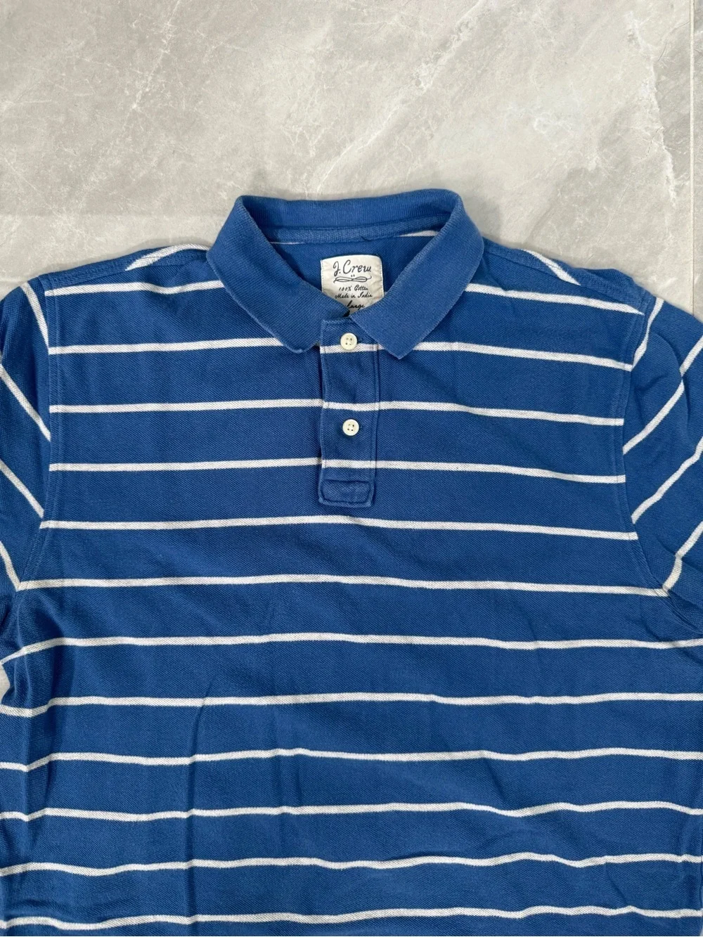Men’s J. Crew Striped Short Sleeve Polo Short Preppy Classic Collar Cotton Large